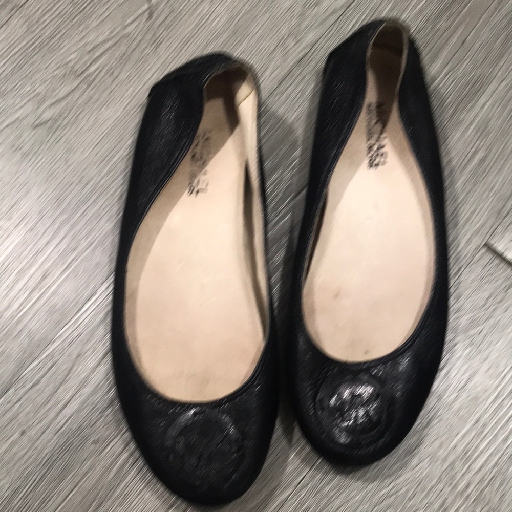 Michael Kors Signature Black‎ Leather Ballet Flats